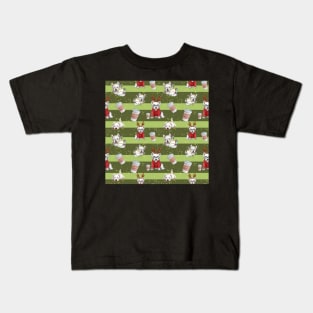 Christmas Westies green pattern Kids T-Shirt